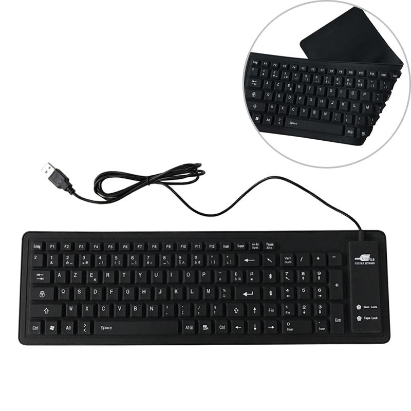 103 Key French USB Wired Silicone Waterproof Keyboard Desktop Notebook Keyboard, Cable Length: 1.5m  |  Wired Keyboards Computer Accessories Wired Keyboards