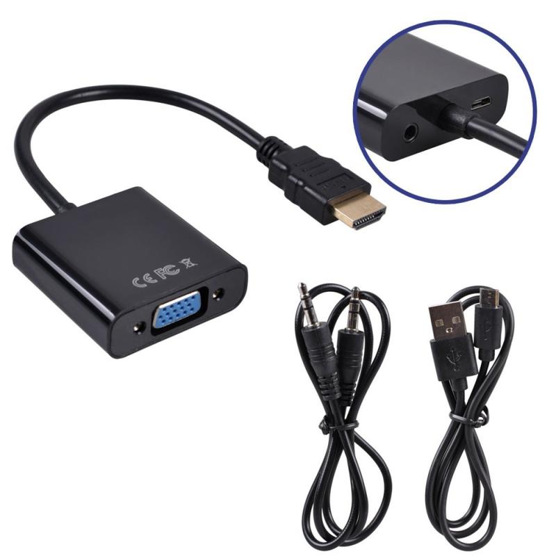 1080P HDMI to VGA Adapter Male to Female High Speed with 3.5mm Audio output and Micro USB Power Cable – Black  |  Adatpers / Converters / Cables Adatpers / Converters / Cables Adatpers / Converters / Cables