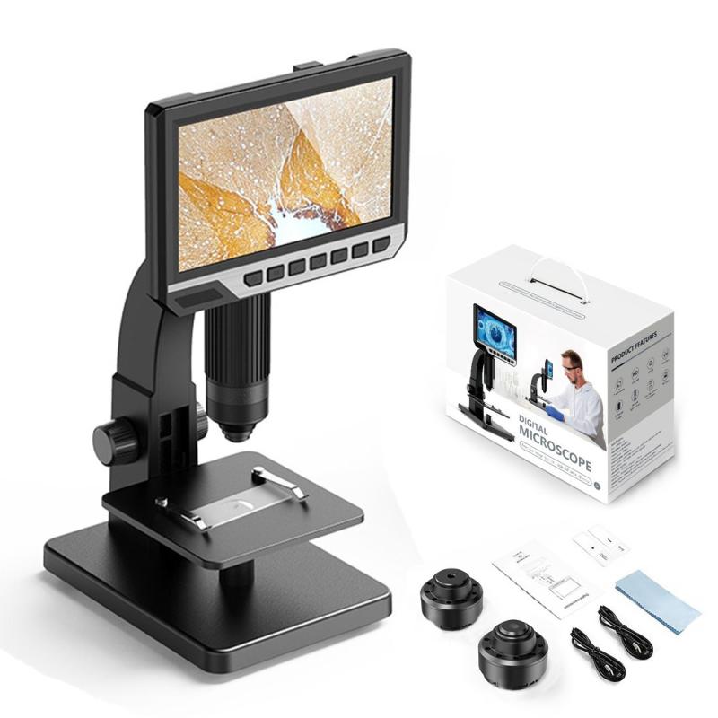 12MP 2000X Magnification Digital USB Microscope Camera with Video Recording, 7 Inch IPS Screen, 11 LED Lights – Black  |  USB Microscopes Computer Accessories USB Microscopes