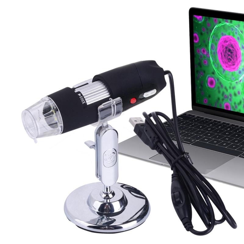 2.0 Mega Pixels 800X USB Digital Microscope with 8 LED White Light / Holder (Black)  |  USB Microscopes Computer Accessories USB Microscopes