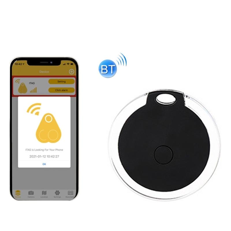 2 PCS HYC-05 Round Bluetooth Anti-Lost Device Mobile Phone Key Two-Way Object Finding Alarm (Black)  |  Anti-lost Alarm Anti-lost Alarm Anti-lost Alarm