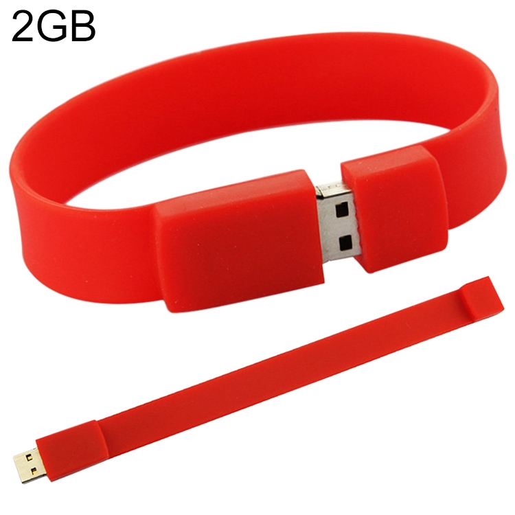 2GB Silicon Bracelets USB 2.0 Flash Disk (Red)  |  USB Flash Memory Computer Accessories USB Flash Memory