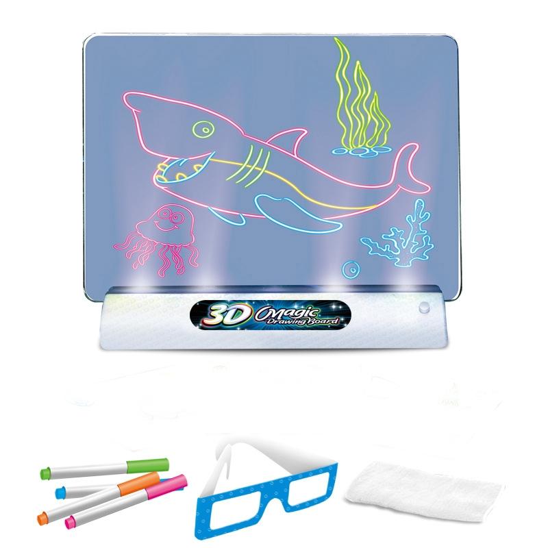 3D Fluorescent Drawing Board Magic Luminous Three-Dimensional Writing Board Graffiti Board Lighting Puzzle Children Drawing Board, Style: Large Drawing Board (Space Version)  |  Digital Drawing Tablets Computer Accessories Digital Drawing Tablets