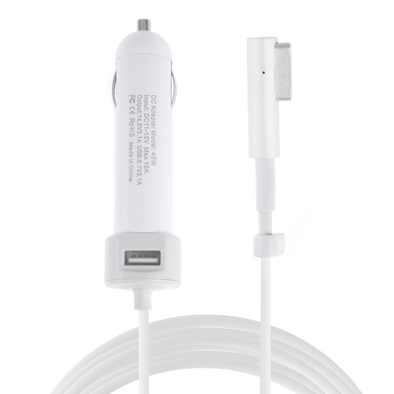 45W 5.1V 2.1A USB Interface Car Charger with 14.5V 3.1A L MagSafe Interface Data Cable (White)  |  Car Charger Car Charger Car Charger