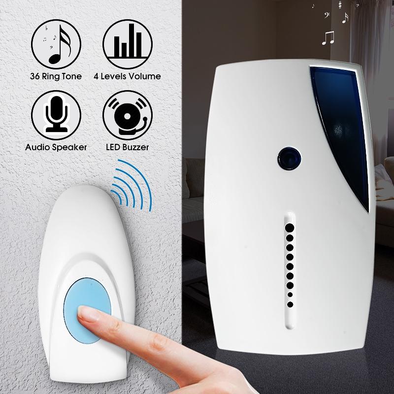 513E Waterproof LED Wireless Doorbell Remote Control Door Bell with 36 Tune Chimes Songs  |  Wireless Doorbell Security & Surveillance Wireless Doorbell