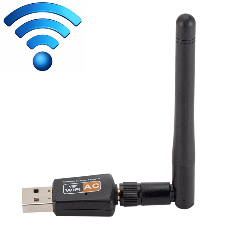 600Mbps 2.4GHz + 5Hz AC Dual Band USB WIFI Adapter with Antenna  |  USB Network Adapter Computer Accessories USB Network Adapter