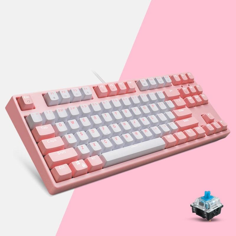 87/108 Keys Gaming Mechanical Keyboard, Colour: FY87 Pink Shell Green Shaft  |  Wired Keyboards Computer Accessories Wired Keyboards