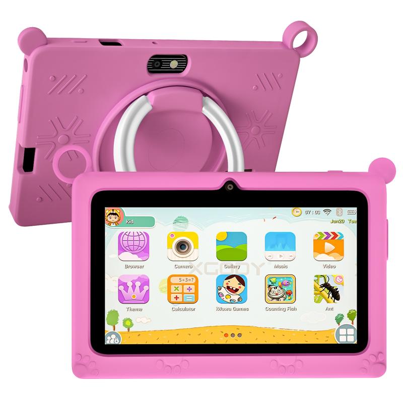 A133 7 inch Kid Tablet with Silicone Case, 2GB+32GB, Android 11 Allwinner A133 Quad Core CPU Support Parental Control Google Play (Pink)  |  Kid Tablet Computers Kid Tablet Computers Kid Tablet Computers