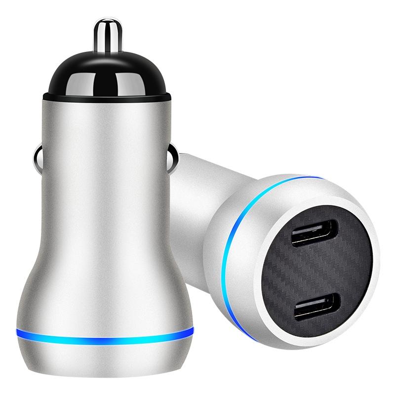 ACC-580 PD 40W Dual Type-C / USB-C Ports Fast Charging Car Charger (Silver)  |  Car Charger Car Charger Car Charger