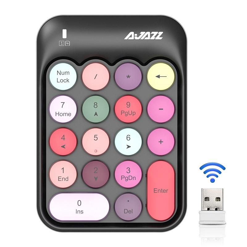 Ajazz AK18 2.4G Mini Wireless Mixed Color Keys Numeric Keyboard (Black)  |  Wireless Keyboards Computer Accessories Wireless Keyboards