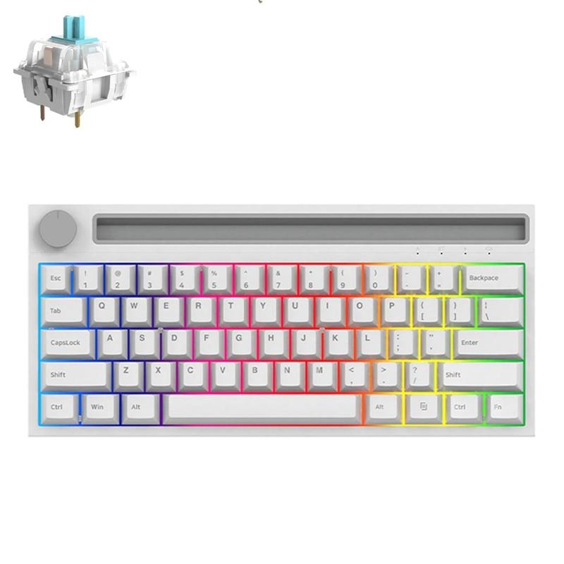 Ajazz K620T 62 Keys Bluetooth Wireless Dual Mode Mechanical Keyboard, Style: Blue Shaft (White)  |  Wireless Keyboards Computer Accessories Wireless Keyboards