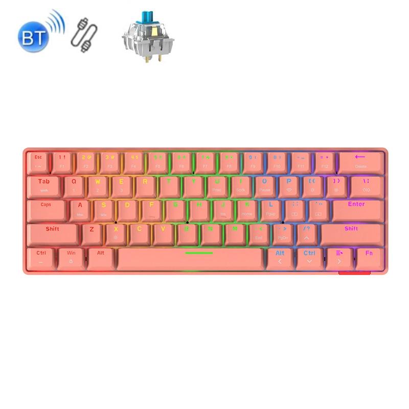 Ajazz STK61 61 Keys Dual Mode Wireless Bluetooth Mechanical Keyboard (Blue Shaft Red Gorge) – Green Shaft Red Gorge  |  Wireless Keyboards Computer Accessories Wireless Keyboards