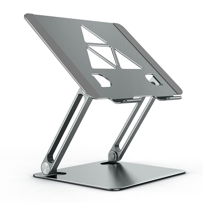 Aluminum Laptop Tablet Stand Foldable Elevated Cooling Rack, Style: Triangle Deep Gray  |  Laptop Stands Computer Accessories Laptop Stands