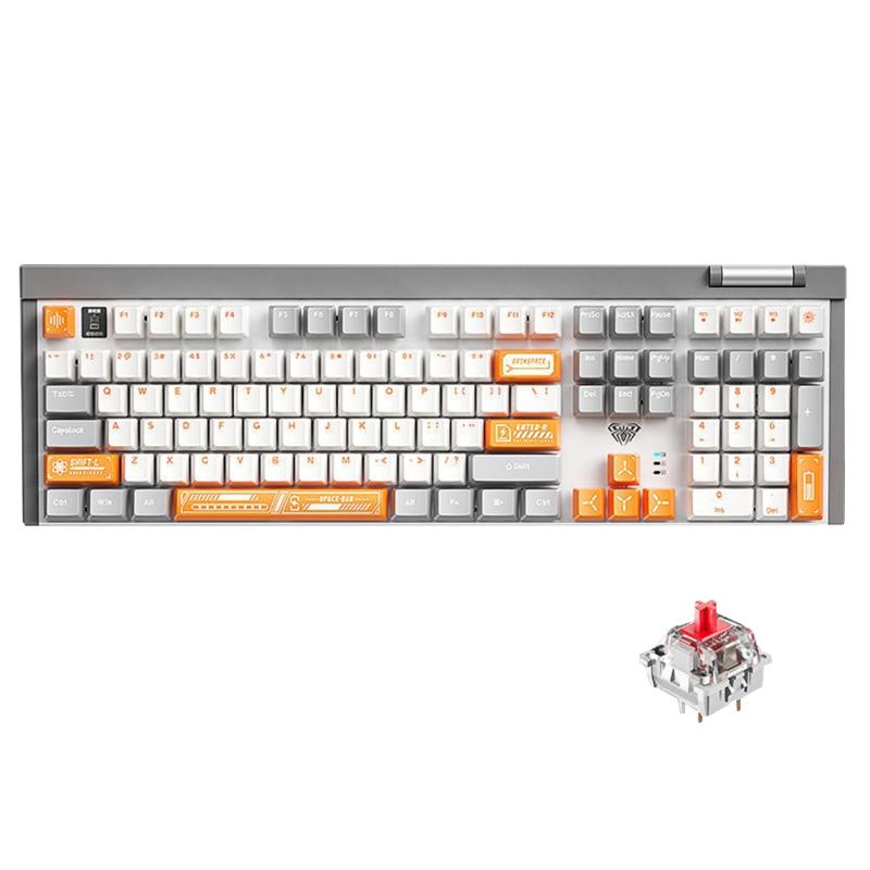 AULA F3050 2.4G Wireless Dual Mode Mechanical Keyboard, Red Shaft (Grey)  |  Wireless Keyboards Computer Accessories Wireless Keyboards