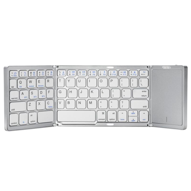 B089T Foldable Bluetooth Keyboard Rechargeable with Touchpad (Silver) – B089T (Silver)  |  Wireless Keyboards Computer Accessories Wireless Keyboards