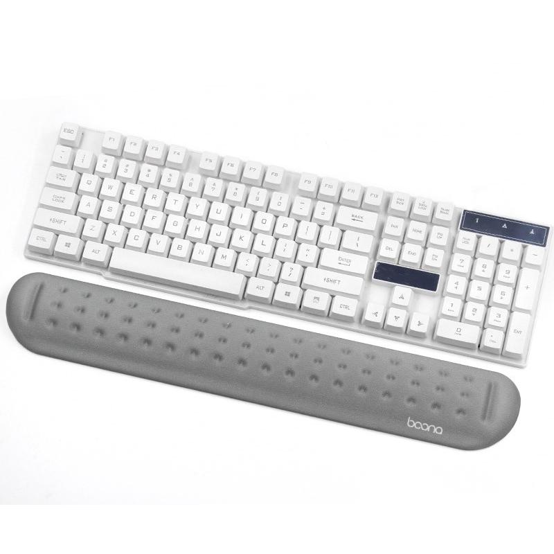 Baona Silicone Memory Cotton Wrist Pad Massage Hole Keyboard Mouse Pad, Style: Large Keyboard Rest (Gray)  |  Mouse Pads Computer Accessories Mouse Pads