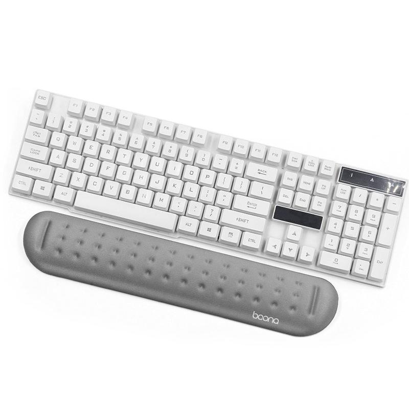 Baona Silicone Memory Cotton Wrist Pad Massage Hole Keyboard Mouse Pad, Style: Medium Keyboard Rest (Gray)  |  Mouse Pads Computer Accessories Mouse Pads