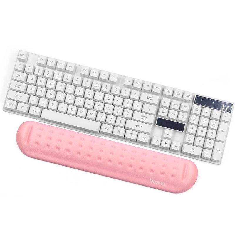 Baona Silicone Memory Cotton Wrist Pad Massage Hole Keyboard Mouse Pad, Style: Medium Keyboard Rest (Pink)  |  Mouse Pads Computer Accessories Mouse Pads