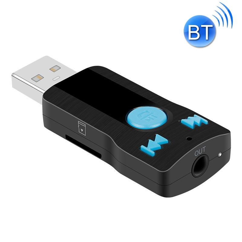 BC07 Mini Brushed Texture USB Bluetooth Receiver MP3 Player SD/TF Card Reader with Microphone & Audio Cable, Support Handsfree & AUX Output & 32GB Micro SD / TF Card & Two-sided USB Port Connecting  |  Car MP4 MP5 Players Car Electronics Car MP4 MP5 Players