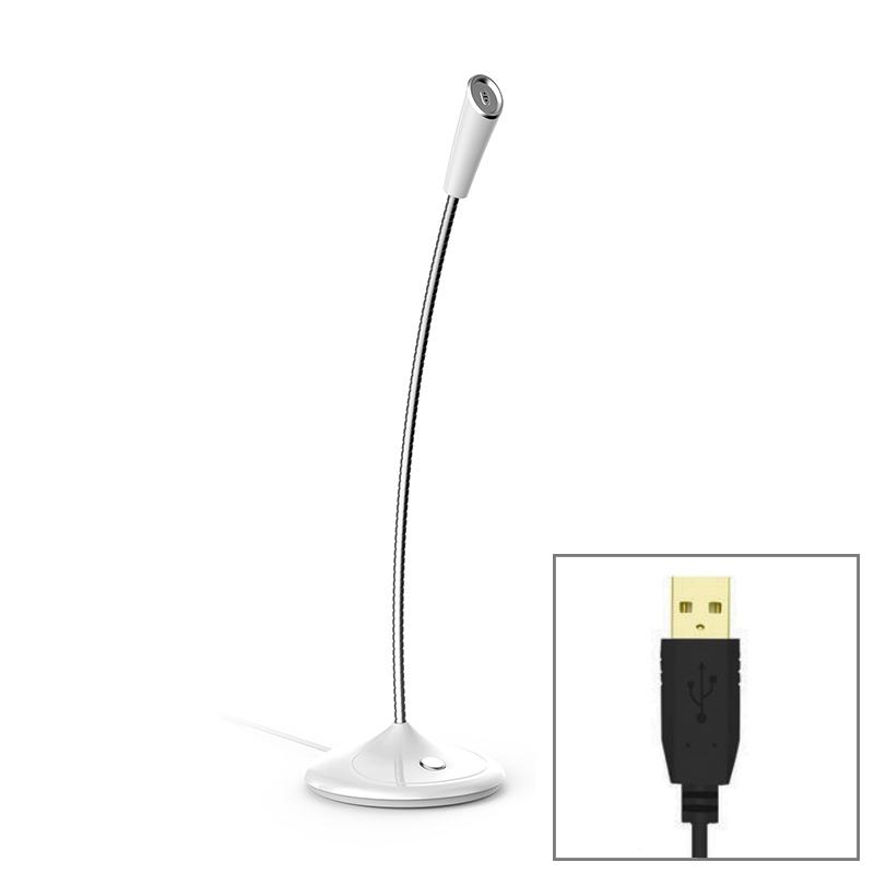 BK Desktop Gooseneck Adjustable USB Wired Audio Microphone, Built-in Sound Card – BK USB Port/White, White  |  Microphones Computer Accessories Microphones