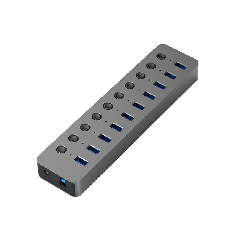 Blueendless USB Splitter Aluminum Alloy QC Fast Charge Expander, Number of interfaces: 10-port (12V4A Power)  |  USB Hubs Computer Accessories USB Hubs