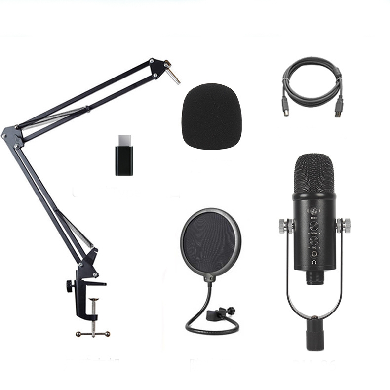 BM-86 USB Condenser Microphone Voice Recording Computer Microphone Live Broadcast Equipment Set, Specification: Cantilever Bracket Set  |  Microphones Computer Accessories Microphones