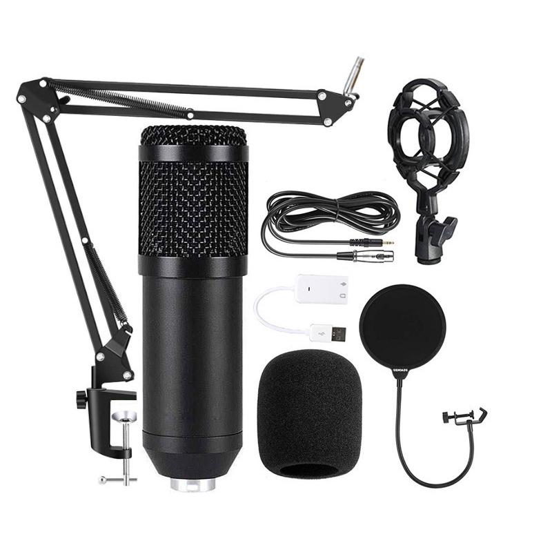 BM800 Condenser Microphone Set With USB Sound Card (Black And Black Net) – BM800 With USB Sound Card (Black)  |  Microphones Computer Accessories Microphones