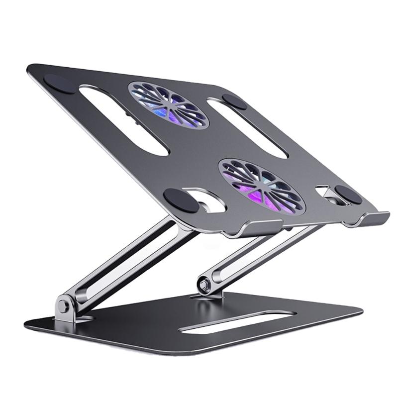 BONERUY P43F Aluminum Alloy Folding Computer Stand Notebook Cooling Stand, Colour: Gray with Type-C Cable  |  Cooling Pads Computer Accessories Cooling Pads