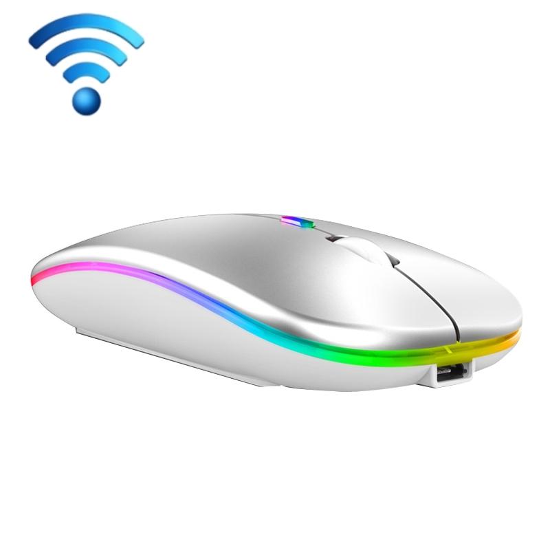 C7002 2400DPI 4 Keys Colorful Luminous Wireless Mouse, Color: 2.4G Silver Gray  |  Wireless Mice Computer Accessories Wireless Mice