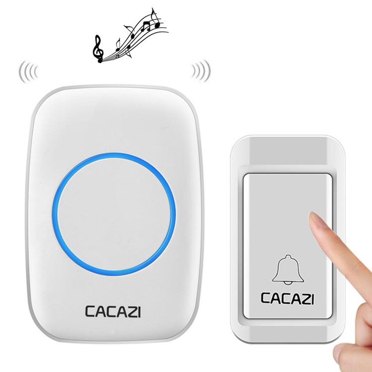 CACAZI A10G One Button One Receivers Self-Powered Wireless Home Cordless Bell (White) – 1 Button 1 Receivers  |  Wireless Doorbell Security & Surveillance Wireless Doorbell