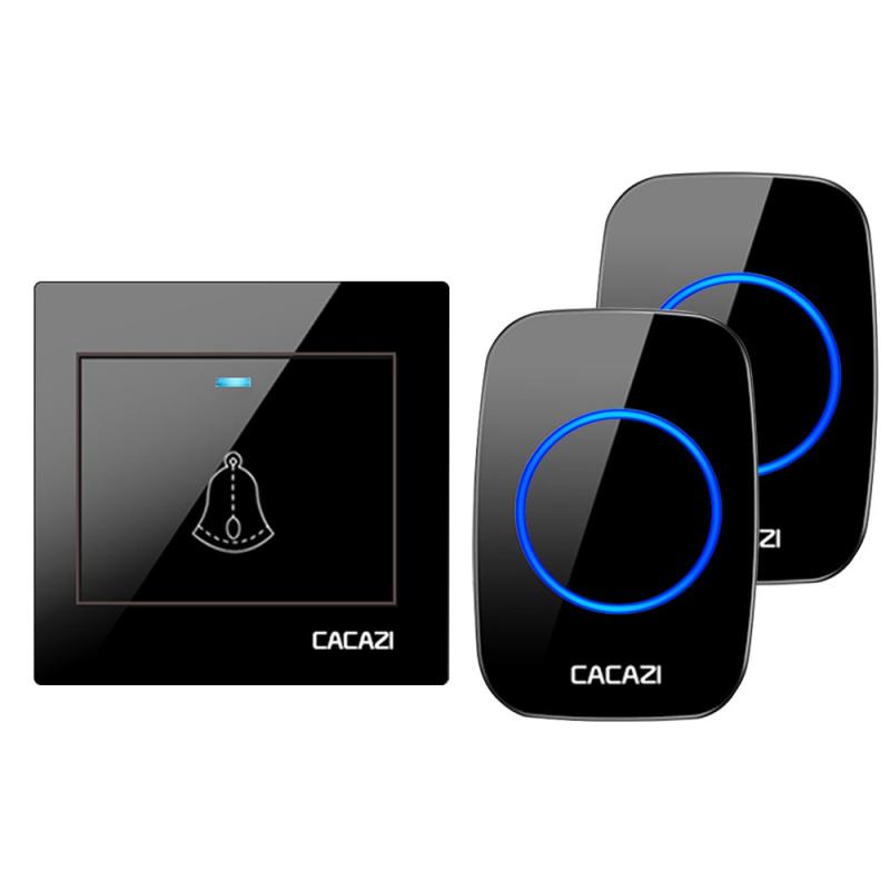 CACAZI H10 1 For 2 Home Wireless Music Doorbell without Battery (Black)  |  Wireless Doorbell Security & Surveillance Wireless Doorbell