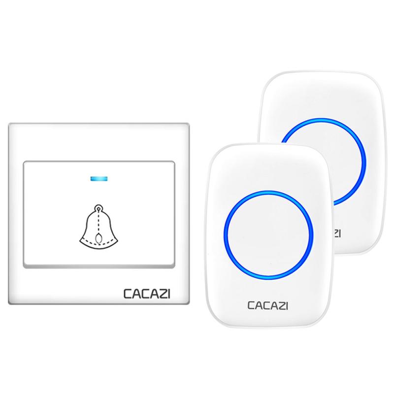 CACAZI H10 1 For 2 Home Wireless Music Doorbell without Battery (White)  |  Wireless Doorbell Security & Surveillance Wireless Doorbell