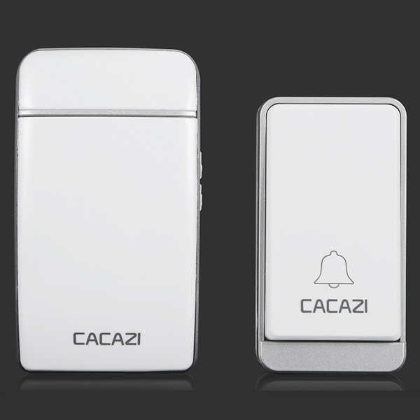 CACAZI Self-powered Home Wireless Digital Music Doorbell – Silver  |  Wireless Doorbell Security & Surveillance Wireless Doorbell