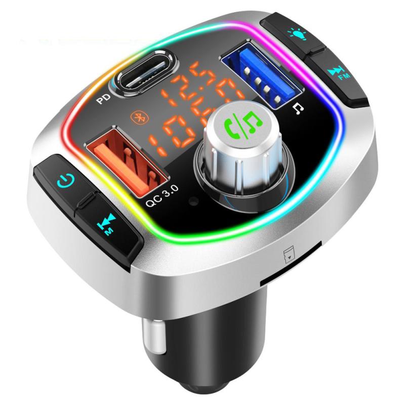 Car LED Bluetooth Handsfree FM Transmitter with Lossless Music Player (Dual USB QC 3.0 + PD Fast Charger, Cigar Light Socket)  |  Bluetooth Car Kits Bluetooth Car Kits Bluetooth Car Kits