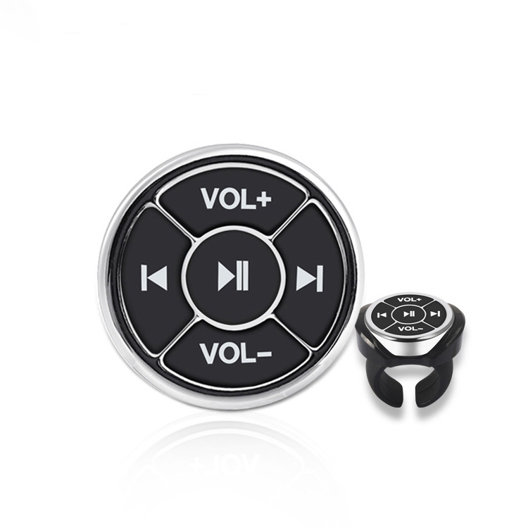 Car Mobile Phone Remote Control Bluetooth Wireless Multimedia Button Remote Control Music Playback Selfie, Colour: Silver With Buckle  |  Bluetooth Car Kits Bluetooth Car Kits Bluetooth Car Kits