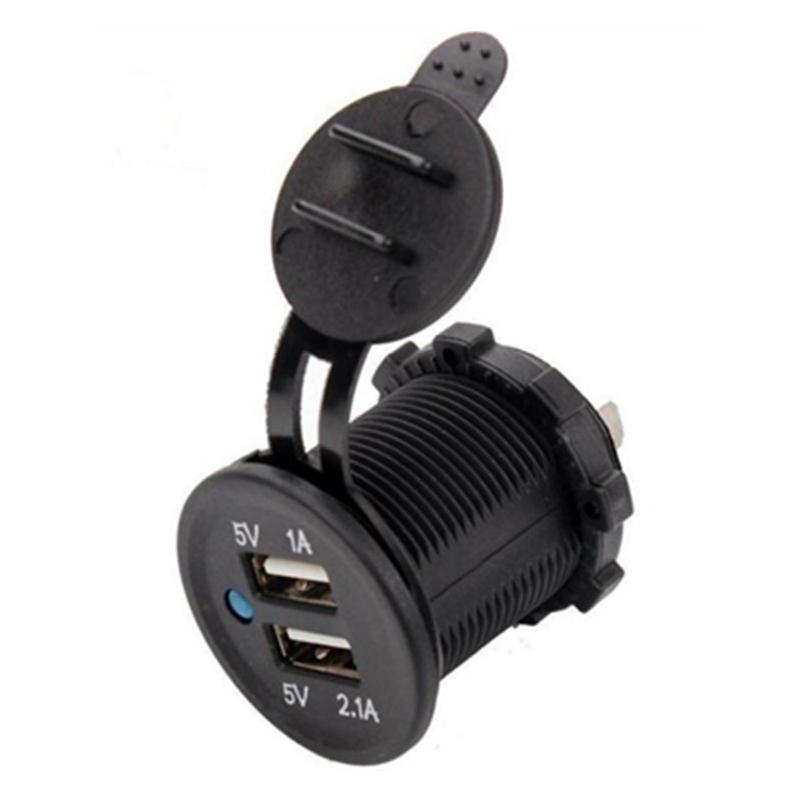 Car Motorcycle ABS Dual Port Charger – 2.1V 2 USB  |  Car Charger Car Charger Car Charger