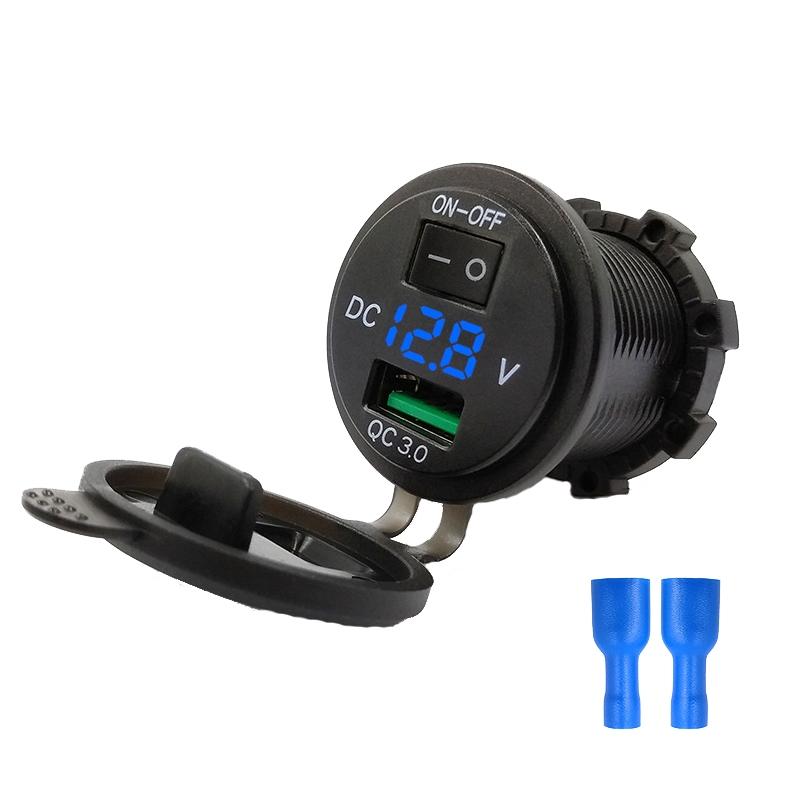 Car Motorcycle Modified USB Charger With Switch 12-24V Fast Charge (Blue Light) – P10 (Blue Light)  |  Car Charger Car Charger Car Charger