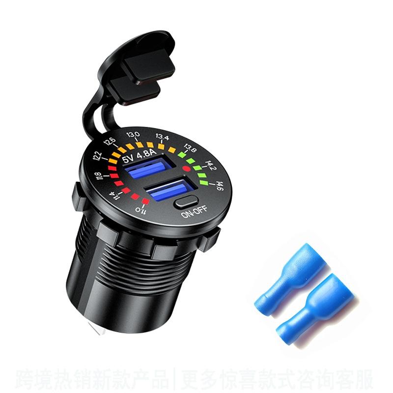 Car Motorcycle Ship Modified With Colorful Screen Display USB Dual QC3.0 Fast Charge Car Charger, Model: P20-B With Terminal  |  Car Charger Car Charger Car Charger