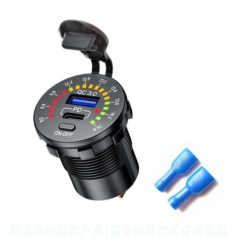 Car Motorcycle Ship Modified With Colorful Screen Display USB Dual QC3.0 Fast Charge Car Charger, Model: P20-C With Terminal  |  Car Charger Car Charger Car Charger