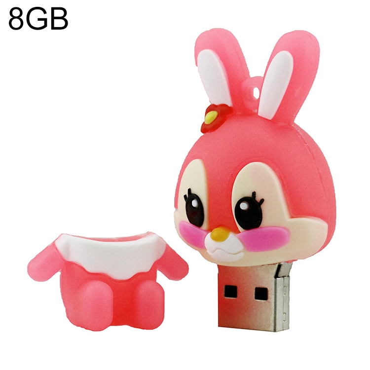 Cartoon Bunny Style Silicone USB 2.0 Flash disk, Special for All Kinds of Festival Day Gifts, Pink (8GB)  |  USB Flash Memory Computer Accessories USB Flash Memory