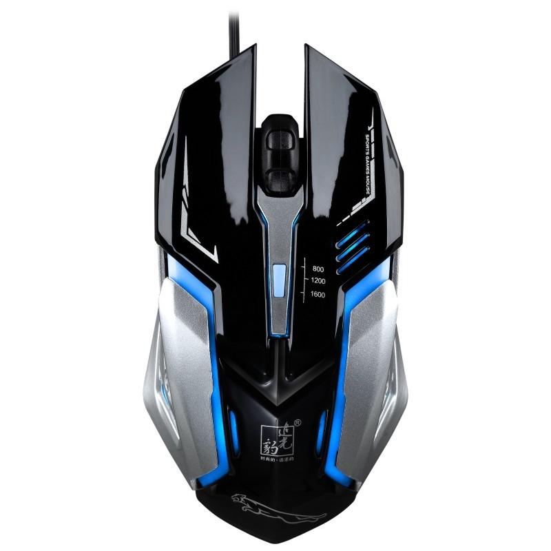 Chasing Leopard K1 USB 1600DPI Three-speed Adjustable LED Backlight Mute Wired Optical Gaming Mouse, Length: 1.3m (Jet Black)  |  Wired Mice Computer Accessories Wired Mice