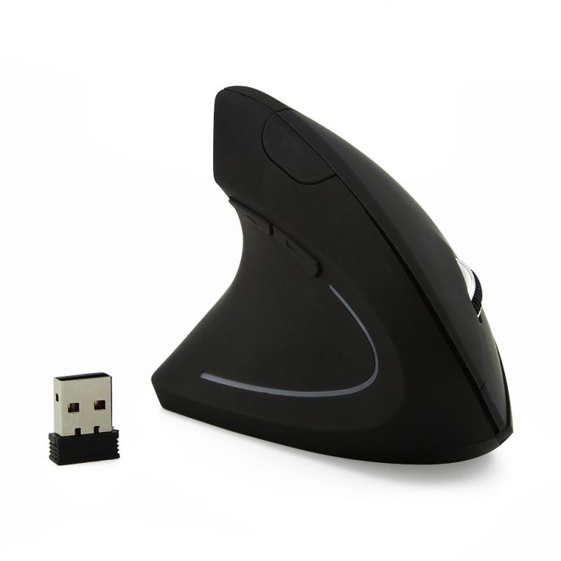 CM0093 Battery Version 2.4GHz Three-button Wireless Optical Mouse Vertical Mouse for Left-hand, Resolution: 1000DPI / 1200DPI / 1600DPI (Black)  |  Wireless Mice Computer Accessories Wireless Mice