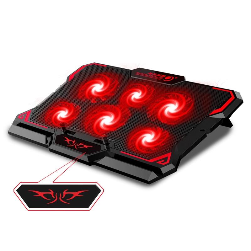 CoolCold 17inch Gaming Laptop Cooler Six Fan Two USB Port 2600RPM Laptop Cooling Pad (Black Red)  |  Cooling Pads Computer Accessories Cooling Pads