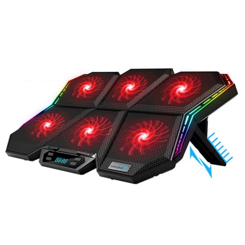 COOLCOLD RGB Notebook Radiator Six Fan Adjustable Laptop Cooling Base 5V Touch 12 Symphony Version  |  Cooling Pads Computer Accessories Cooling Pads