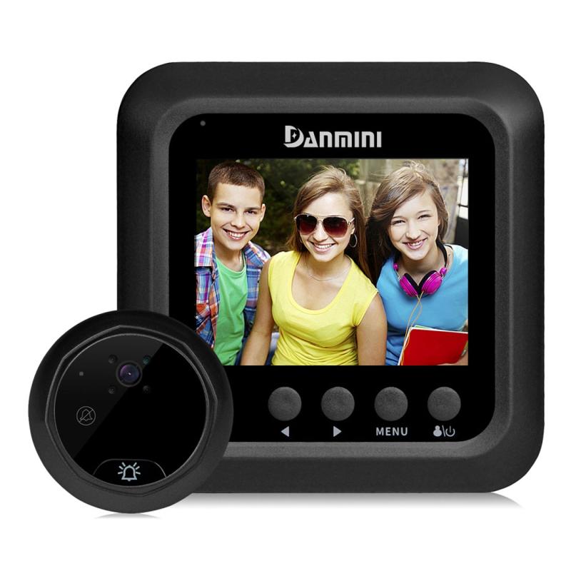 Danmini W5 2.4 inch Screen 2.0MP Security Camera No Disturb Peephole Viewer Doorbell, Support TF Card / Night Vision / Video Recording (Black)  |  Video Door Phones Security & Surveillance Video Door Phones