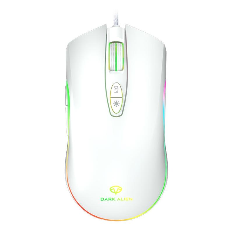 Dark Alien V600 7 Keys Office Computer Business Mouse, Cable Length: 1.42m (White)  |  Wired Mice Computer Accessories Wired Mice