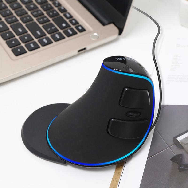 DELUX M618 Plus Wired Blue Version Optical Mouse Ergonomic Vertical Mouse 1600DPI  |  Wired Mice Computer Accessories Wired Mice