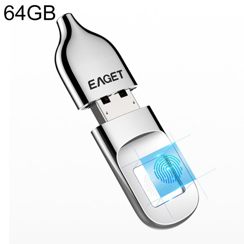 EAGET FU5 64G USB 2.0 Interface Metal Flash U Disk with Fingerprint Identification  |  USB Flash Memory Computer Accessories USB Flash Memory