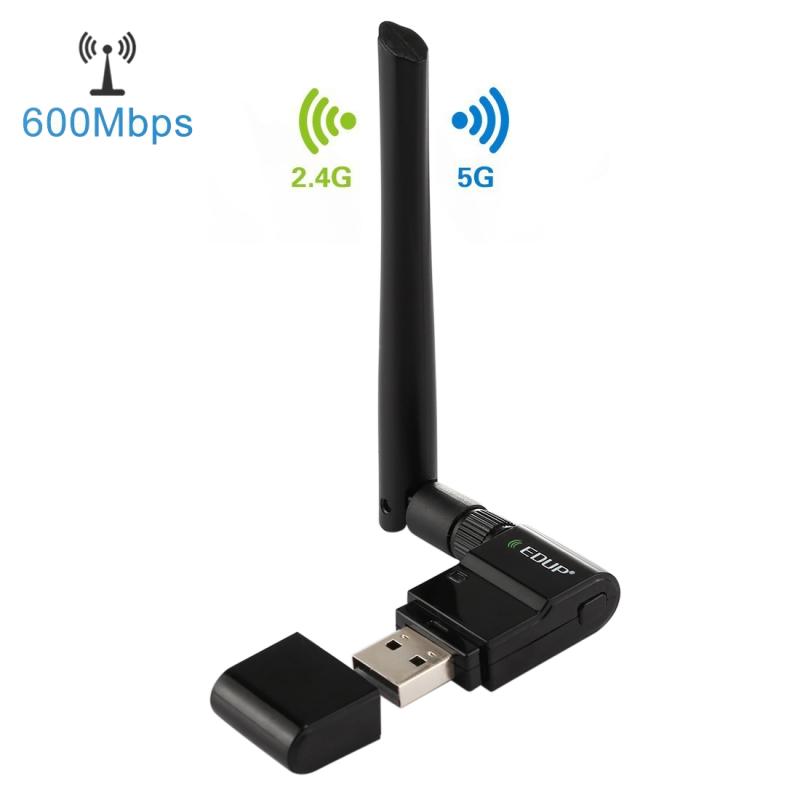 EDUP EP-AC1635 600Mbps Dual Band Wireless 11AC USB Ethernet Adapter 2dBi Antenna for Laptop / PC (Black)  |  USB Network Adapter Computer Accessories USB Network Adapter