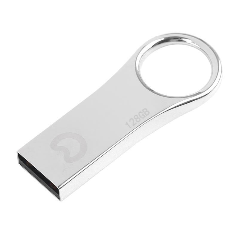 eekoo 128GB USB 2.0 Waterproof Shockproof Metal Ring Shape U Disk Flash Memory Card (Silver)  |  USB Flash Memory Computer Accessories USB Flash Memory